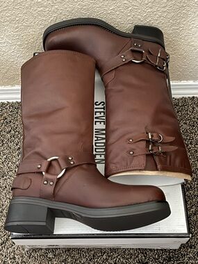 Steve Madden Women’s Astor Brown Color Leather High Boots Size-6.0